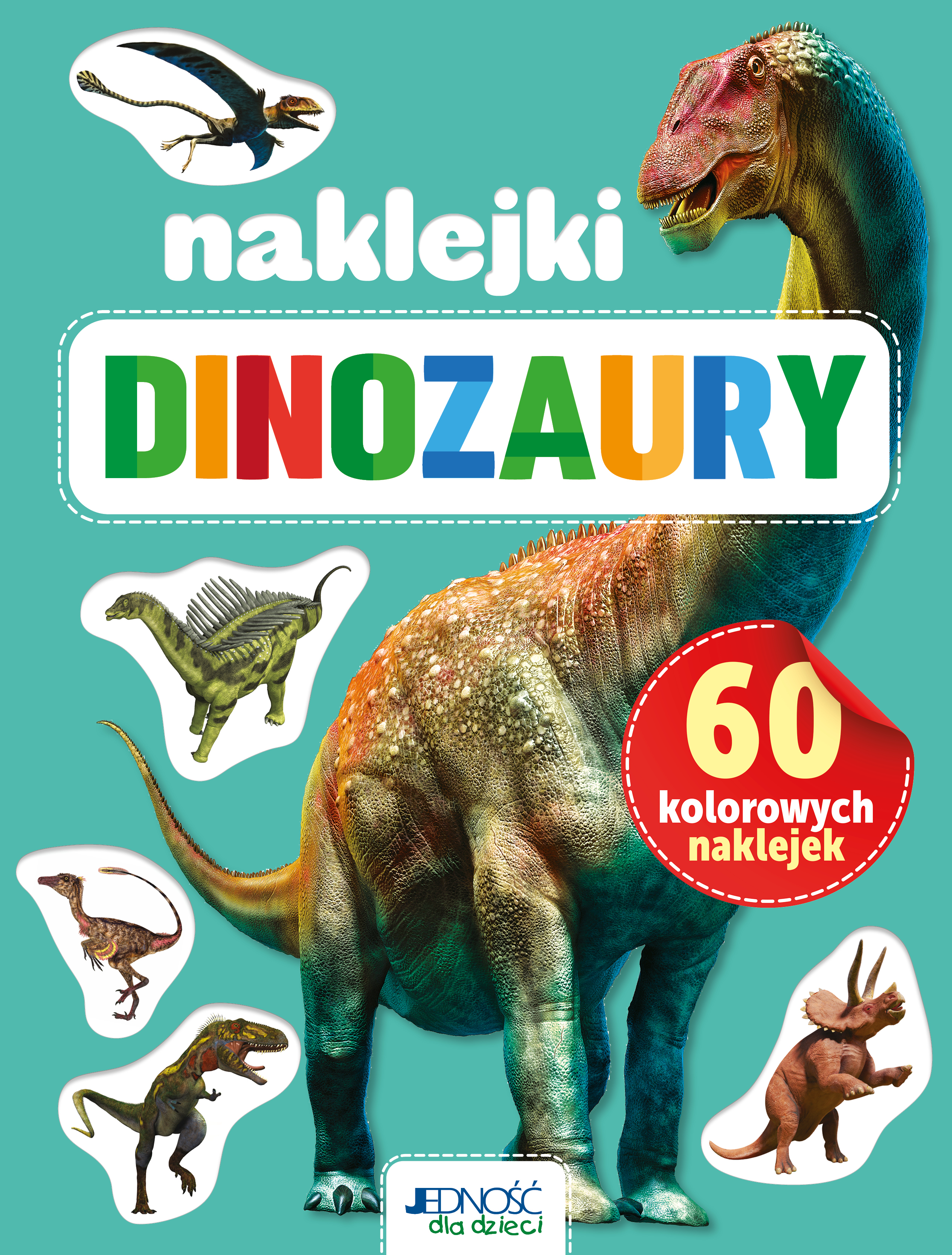 60 kolorowych naklejek Dinozaury