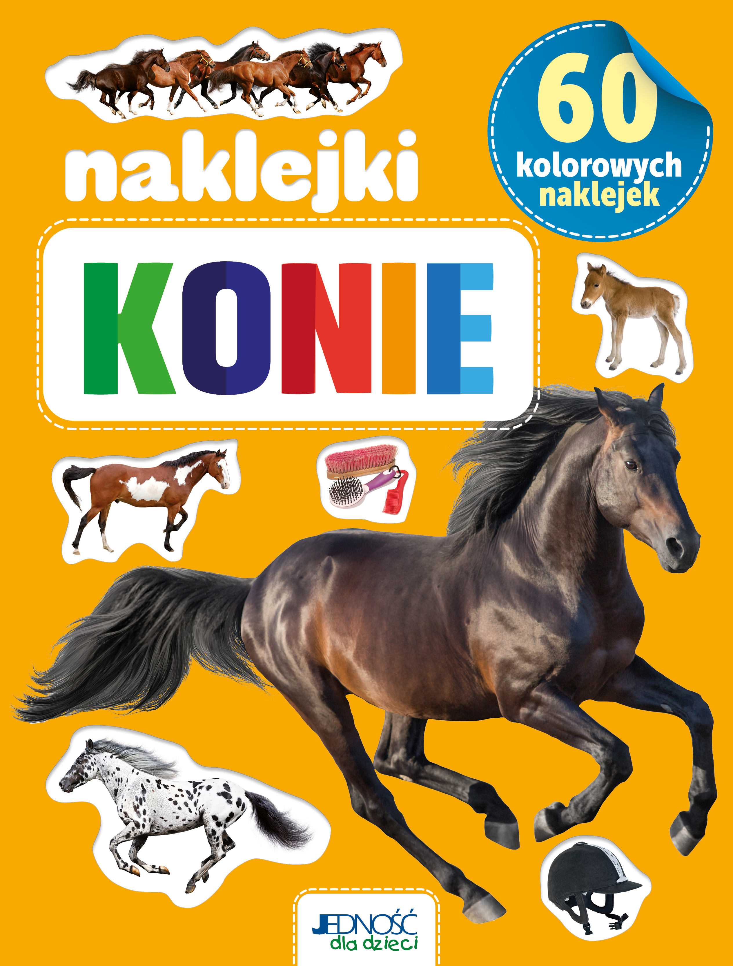 60 kolorowych naklejek Konie
