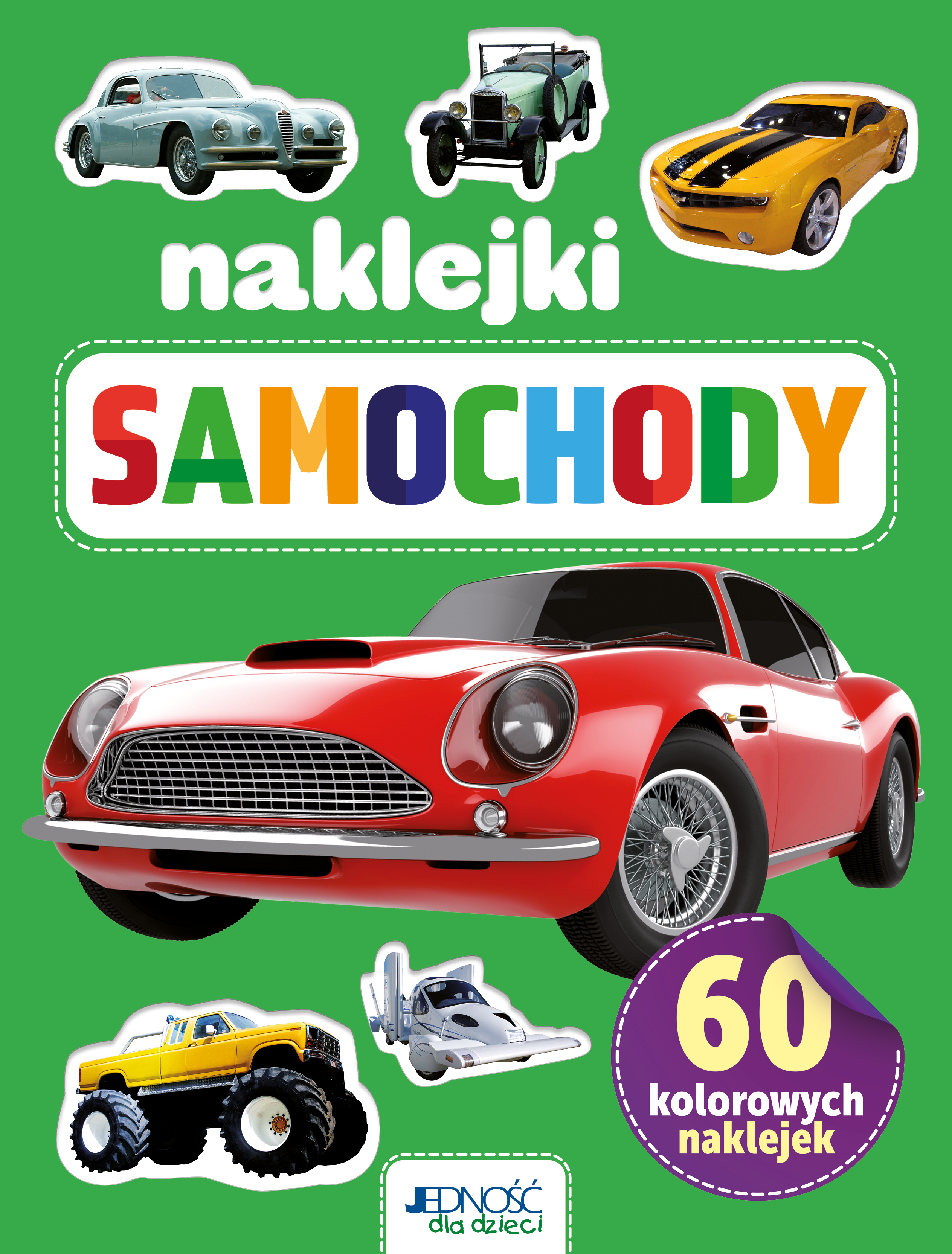 60 kolorowych naklejek Samochody