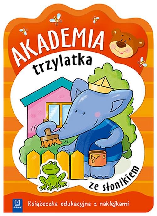 Akademia trzylatka ze słonikiem Książeczka edukacyjna z naklejkami