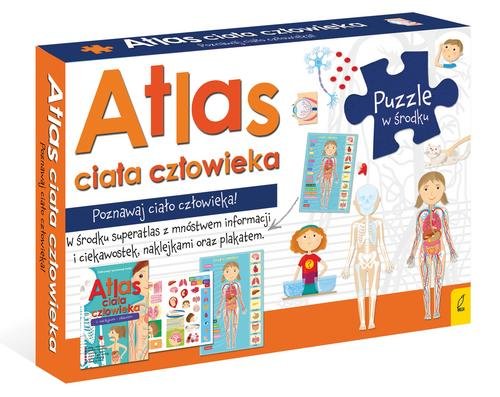 Atlas ciała człowieka: Atlas w zestawie z mapą i puzzlami