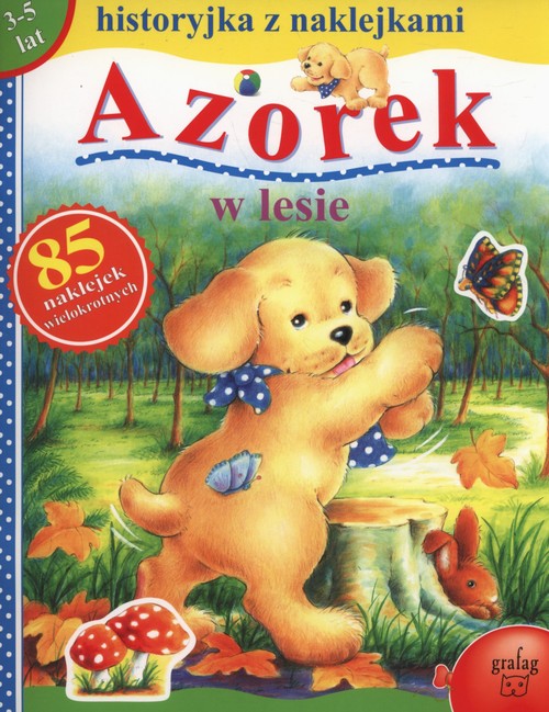 Azorek w lesie z naklejkami