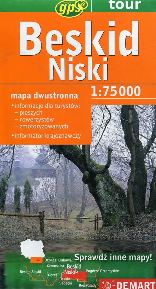Beskid Niski mapa turystyczna dwustronna