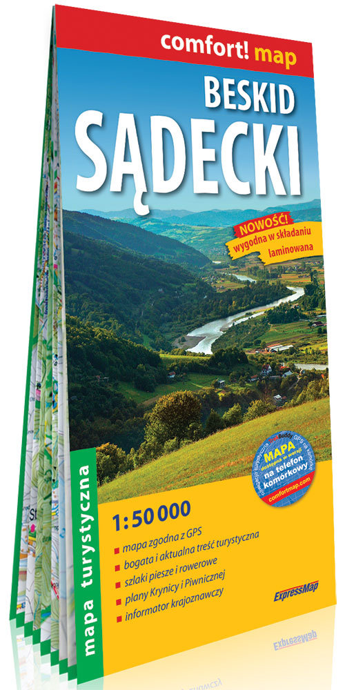 Beskid Sądecki laminowana mapa turystyczna 1:50 000