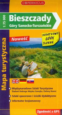 Bieszczady, Góry Sanocko-Turczańskie mapa turystyczna