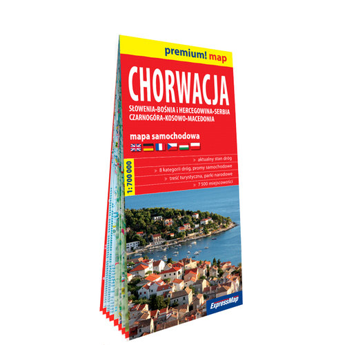 Chorwacja Słowenia, Bośnia i Hercegowina Serbia Czarnogóra Kosowo Macedonia mapa samochodowa 1:650 0