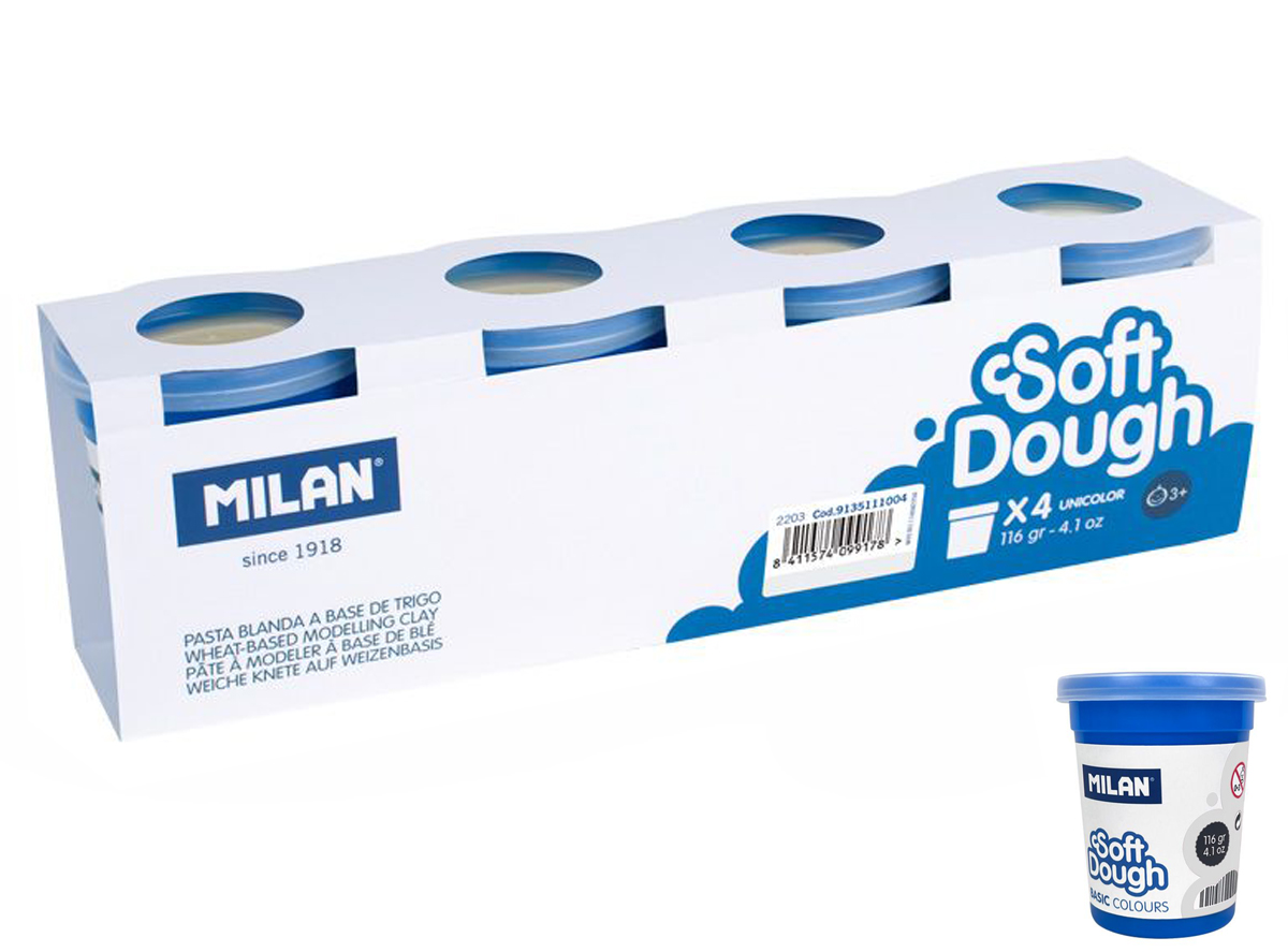 Ciastolina Milan basic 4 słoiczki x 116 g biała