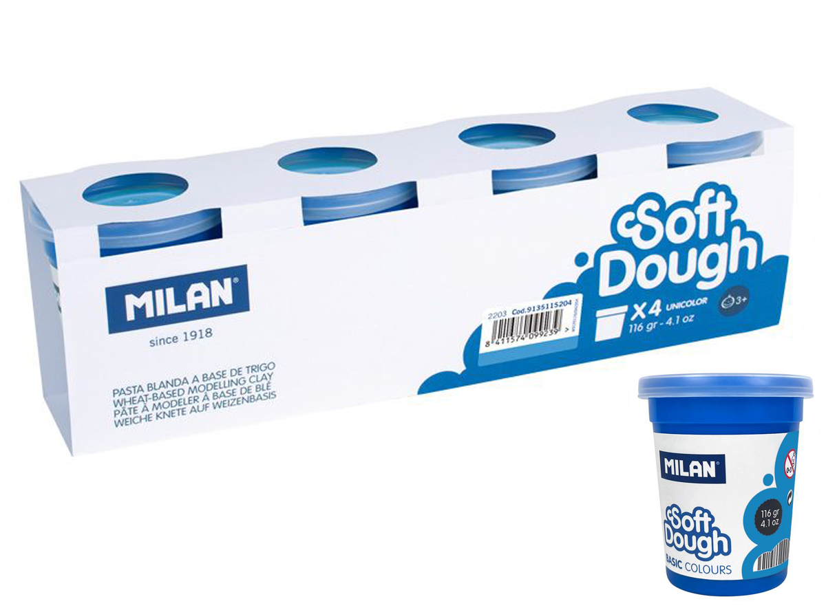 Ciastolina Milan basic 4 słoiczki x 116 g niebieska