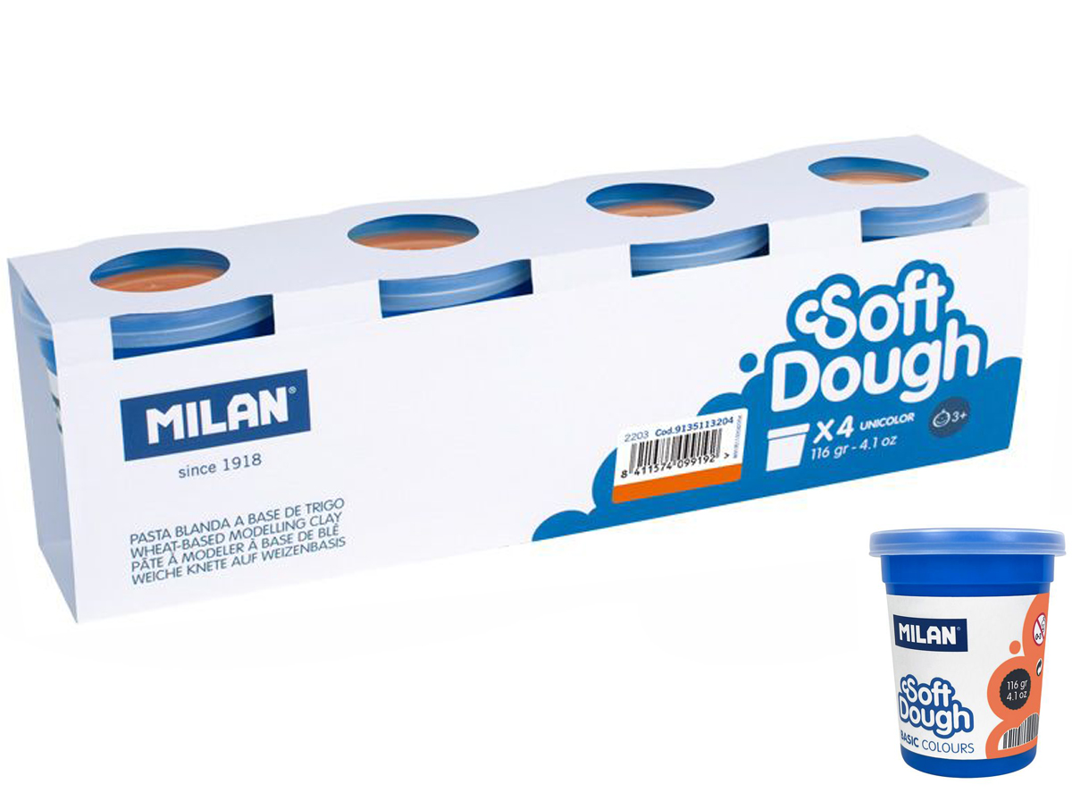 Ciastolina Milan basic 4 słoiczki x 116 g pomarańczowa