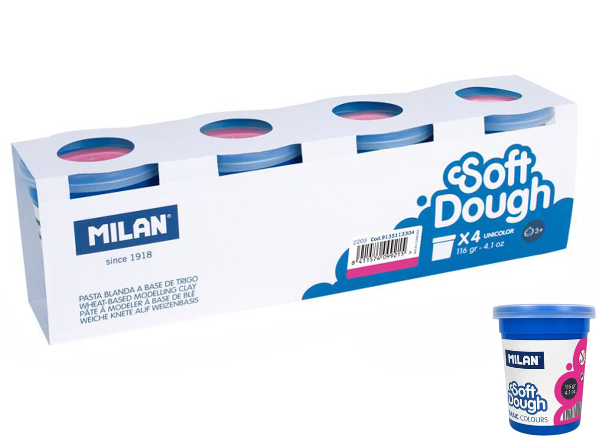 Ciastolina MILAN BASIC 4 słoiczki x 116 g różowa