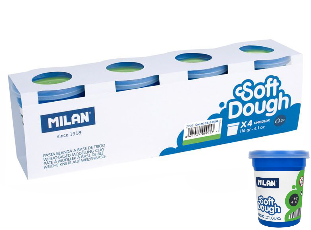 Ciastolina Milan basic 4 słoiczki x 116 g zielona