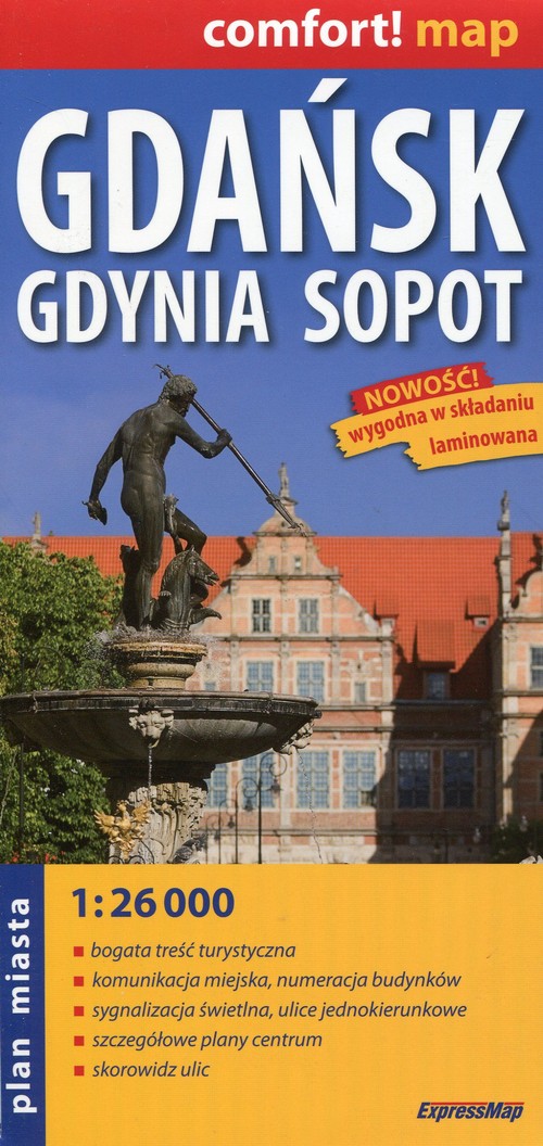 Comfort! map. Gdańsk, Gdynia, Sopot. Laminowany plan miasta (skala 1:26 000)