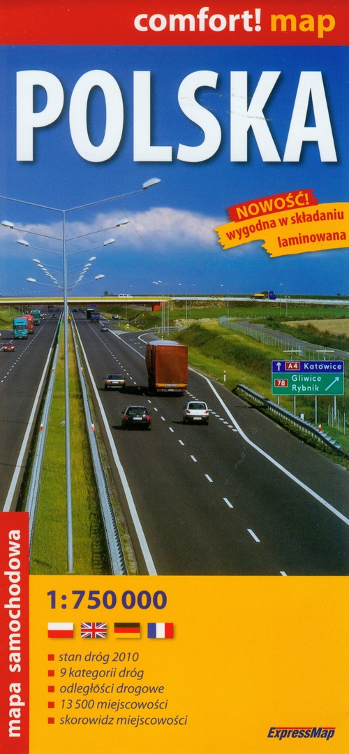Comfort! map. Polska. Laminowana mapa samochodowa (skala 1:750 000)