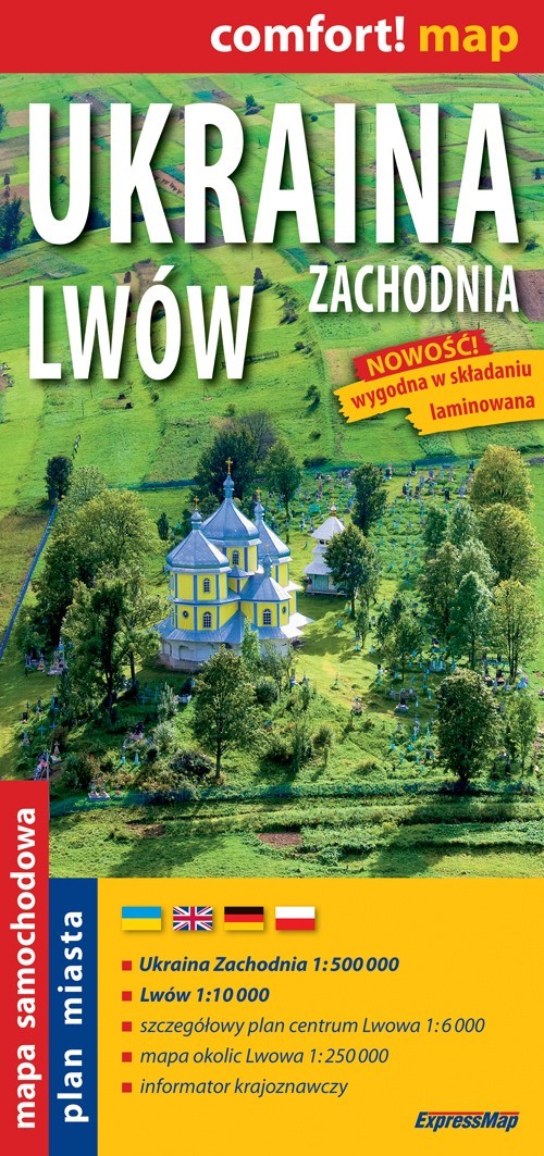 Comfort! map. Ukraina Zachodnia i Lwów. Mapa samochodowa i plan miasta (skala 1:500 000 i 1:10 000)