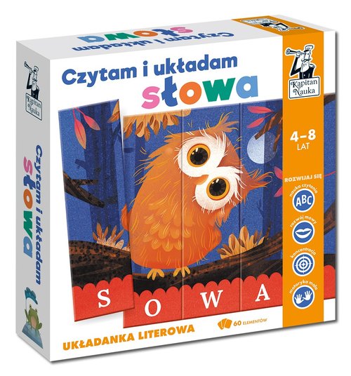Czytam i układam słowa Układanka literowa Zestaw sowa