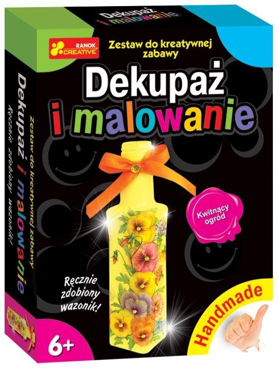 Dekupaż i malowanie kwitnący ogród