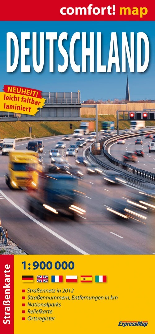 Deutschland - laminowana mapa samochodowa w skali 1:900 000