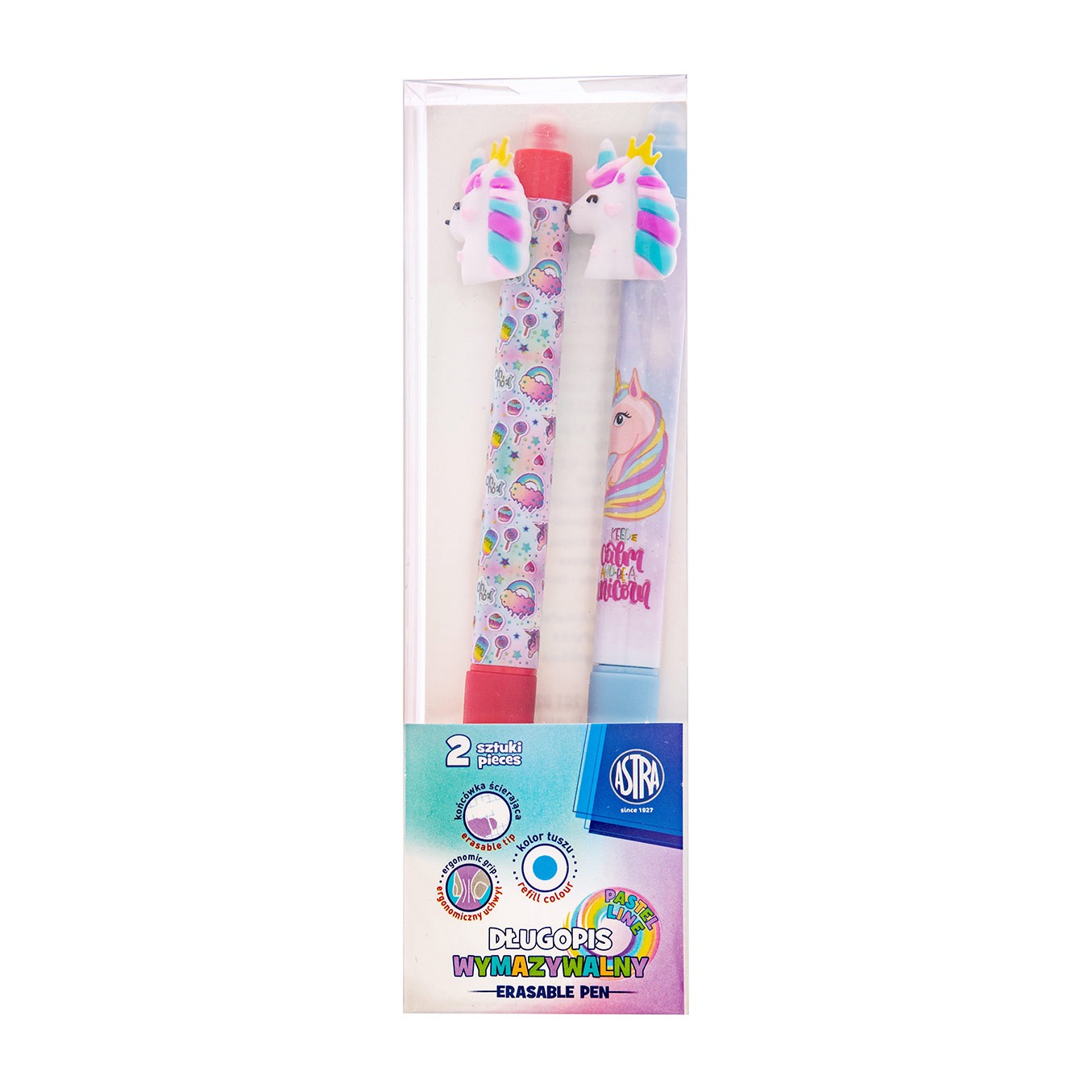 Długopis automatyczny wymazywalny z gumowym uchwytem Astrapen Oops Pastel Line Unicorn  2 szt.
