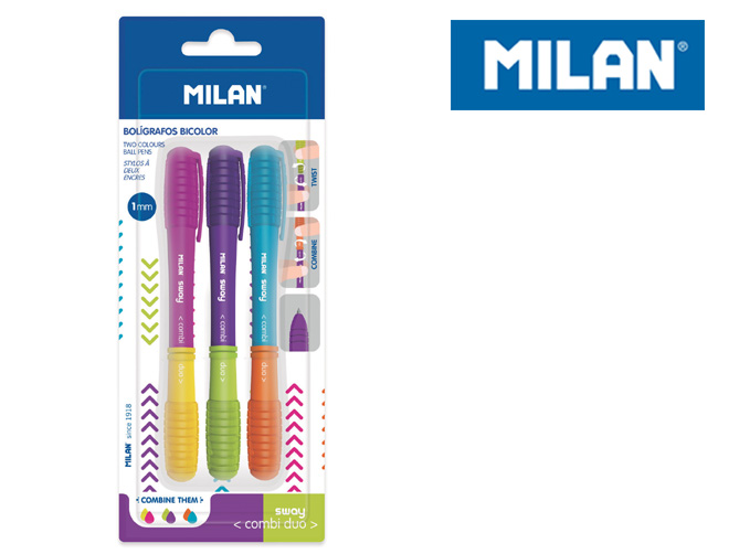 Długopisy MILAN SWAY COMBI DUO 3 sztuki na blistrze