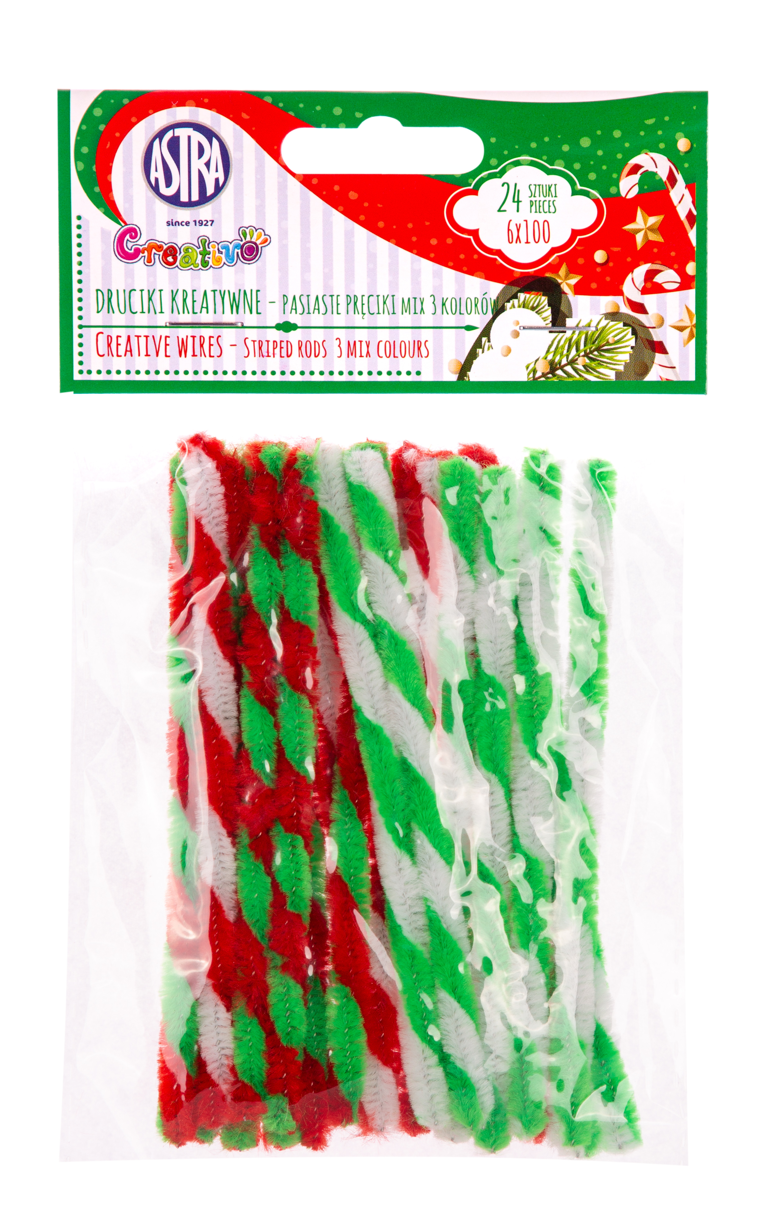 Druciki kreatywne 10cm zebra mix 3 kolorów 24szt