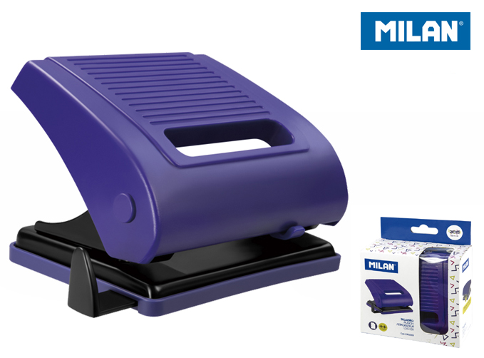 Dziurkacz Milan niebieski z systemem bezpieczeństwa