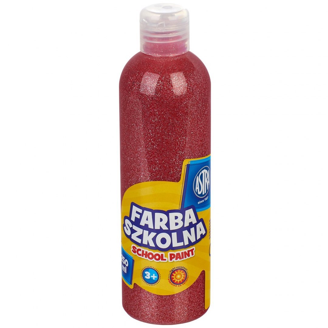 Farba szkolna naturalna tempera Astra 250 ml brokatowa czerwona (koral)