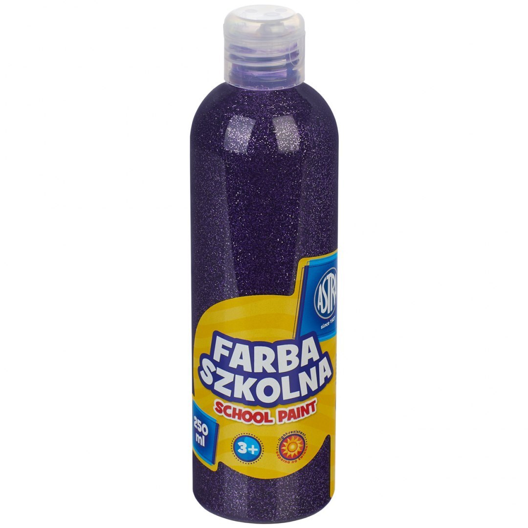 Farba szkolna naturalna tempera Astra 250 ml brokatowa fioletowa (ametyst)