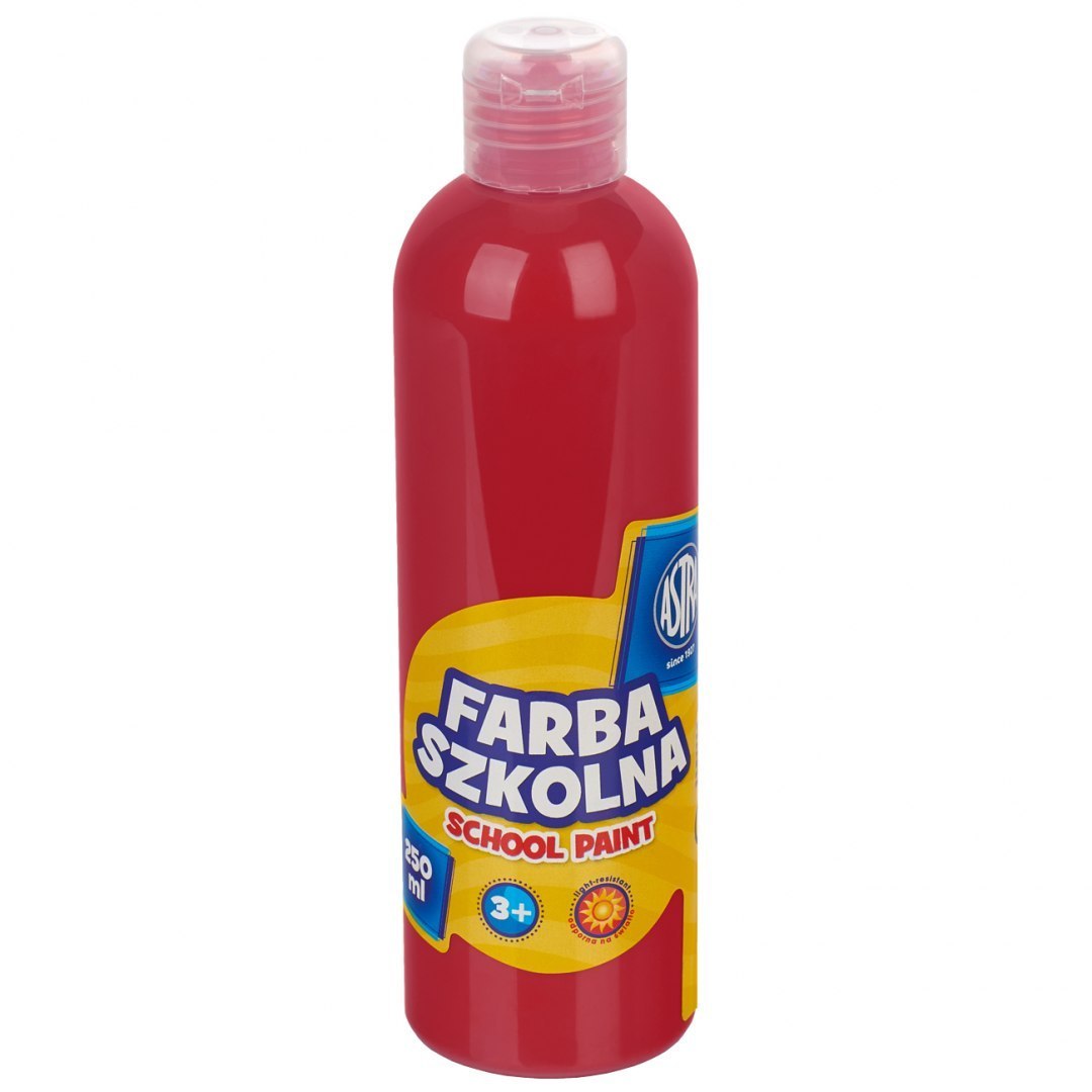 Farba szkolna naturalna tempera Astra 250 ml czerwona
