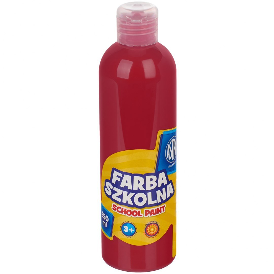 Farba szkolna naturalna tempera Astra 250 ml czerwona ciemna