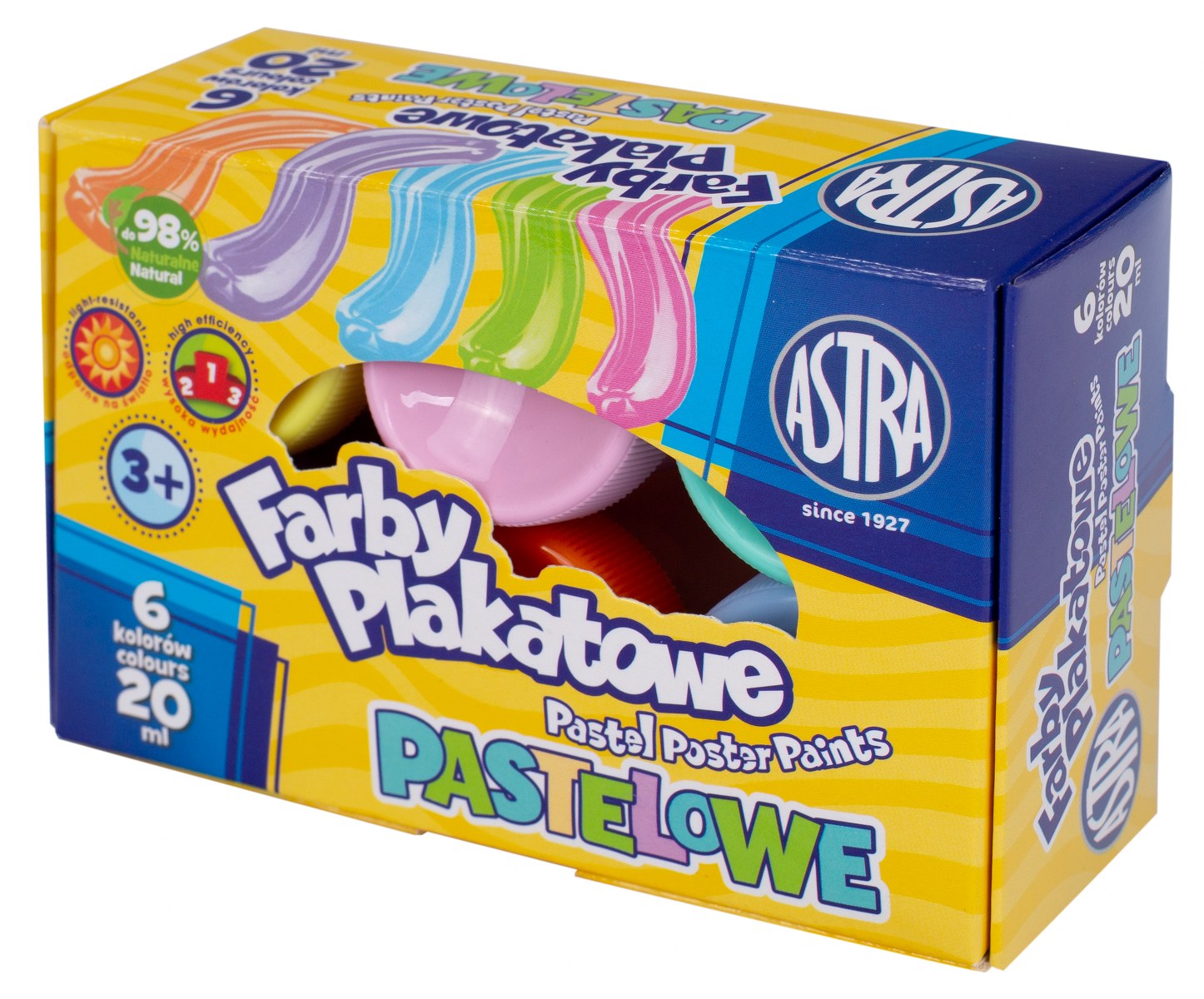 Farby plakatowe 6 kolorów 20ml pastelowe