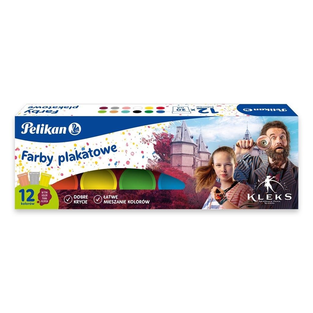 Farby plakatowe Kleks 20 ml 12 kolorów Pelikan