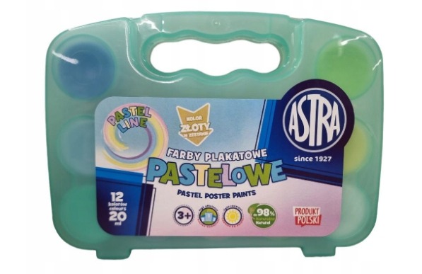 Farby plakatowe pastelowe Astra 12 kolorów