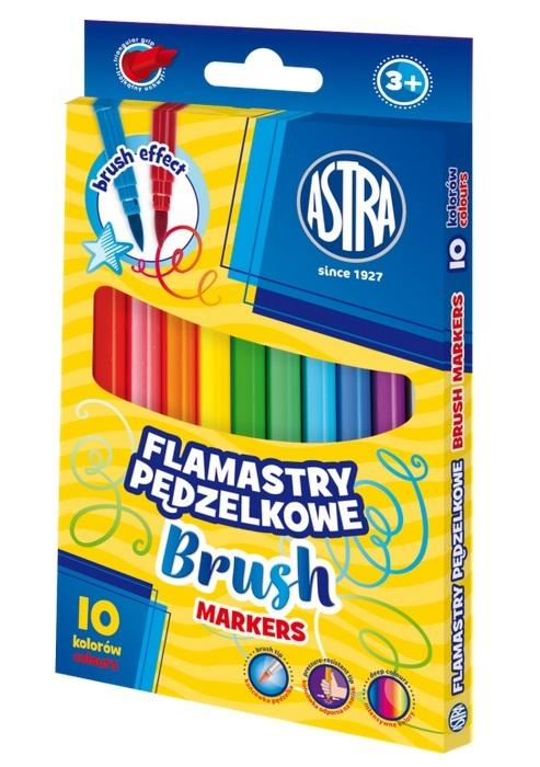 Flamastry okrągłe pędzelkowe Astra 10 kolorów