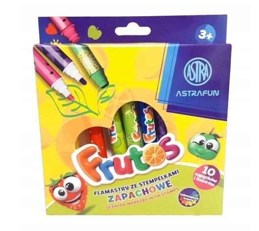 Flamastry okrągłe zapachowe ze stempelkami Astrafun Frutos 10 kolorów