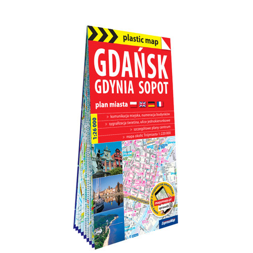 Gdańsk, Gdynia, Sopot; foliowany plan miasta 1:26 000