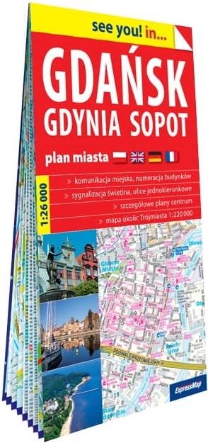 Gdańsk Gdynia Sopot papierowy plan miasta 1:26 000
