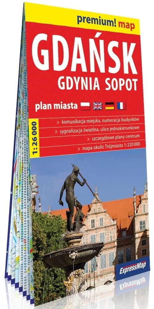 Gdańsk Gdynia Sopot plan miasta w kartonowej oprawie 1:26 000