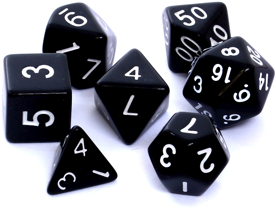 Gra komplet kości RPG matowe-czarne