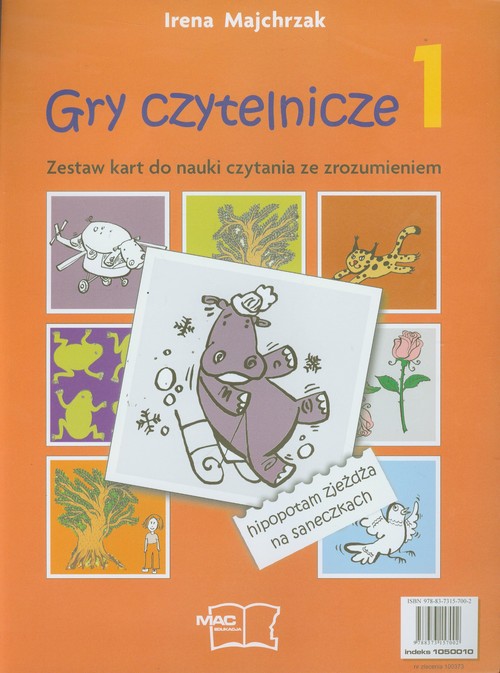 Gry czytelnicze część 1 Zestaw kart do nauki czytania ze zrozumieniem