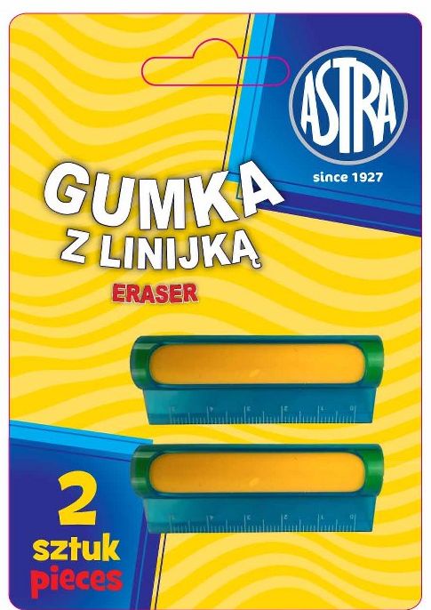 Gumka i linijka 5cm 2w1 Astra blister 2 sztuki