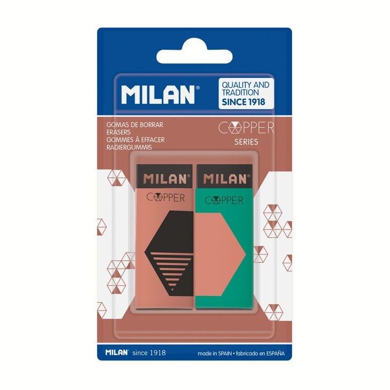 Gumka Milan 320 copper czarna 2 szt. na blistrze mix