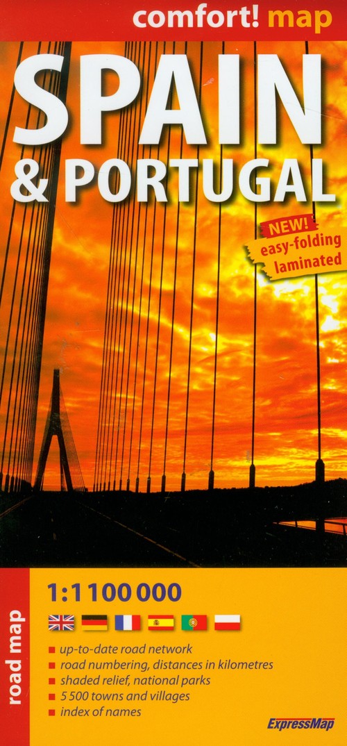 Hiszpania i Portugalia - mapa laminowana (skala 1:1100 000)