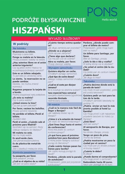 Hiszpański Podróże błyskawicznie