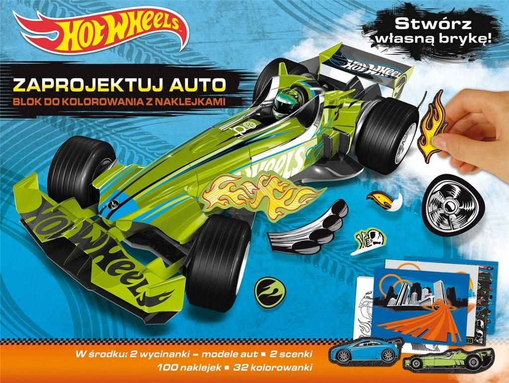 Hot Wheels Zaprojektuj auto. Blok do kolorowania z naklejkami