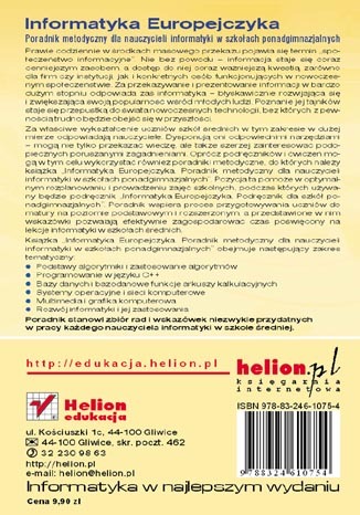 Informatyka Europejczyka. Poradnik metodyczny dla nauczycieli informatyki w szkołach ponadgimnazjalnych