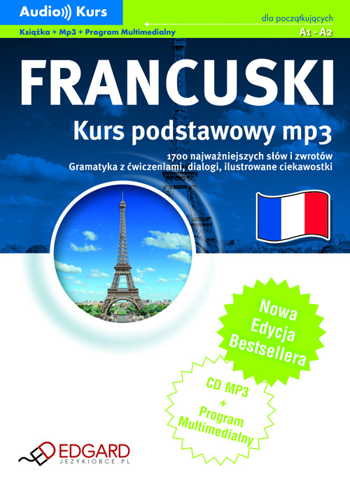 Język francuski, Kurs podstawowy mp3, Audio kurs (książka+mp3 + program multimedialny)