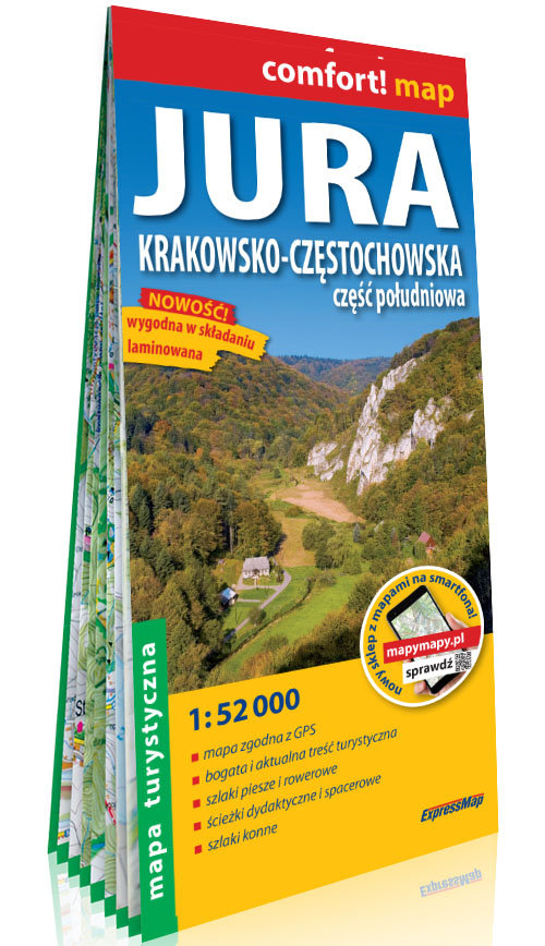 Jura Krakowsko-Częstochowska Część południowa laminowana mapa turystyczna 1:52 000