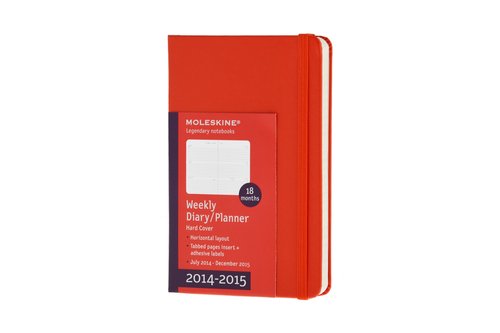 Kalendarz 2014-2015 P Moleskine 18M tygodniowy obrotowy czerwony