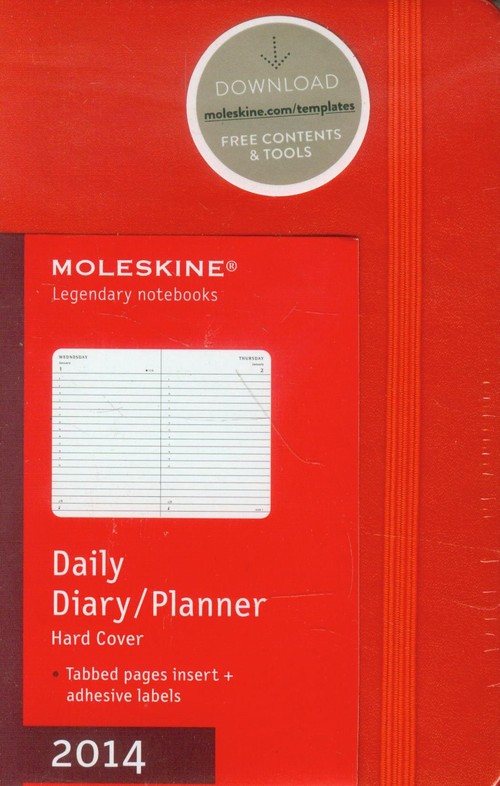 Kalendarz 2014 mały Moleskine książkowy dzienny czerwony