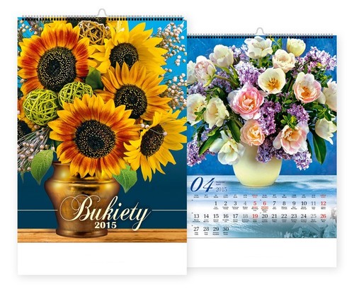 Kalendarz 2015. Kalendarz ścienny 13-planszowy. WP 123 Bukiety - rozmiar 33 x 50cm